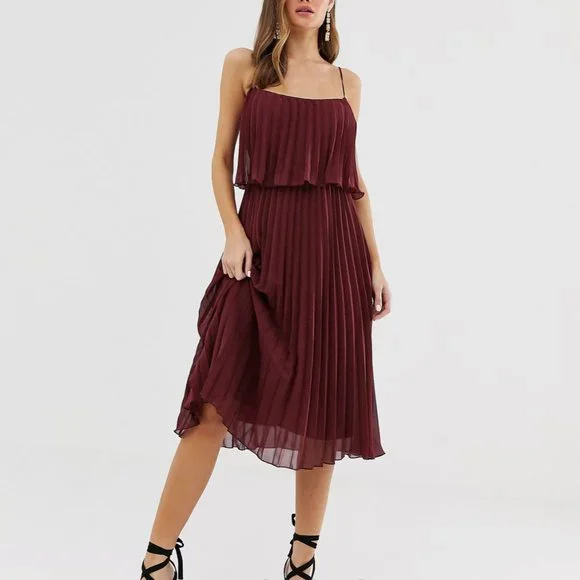 Pleated crop top midi dress cheap